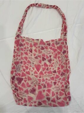 Free People Pink Heart Gauze Mesh Tote Bag Boho Reusable Shopping Market Bag